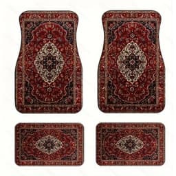 4Pcs Bohemian Car Floor Mats Anti-slip Heavy Duty Persian Carpet Dirty Resistant Car Decoration Car Floor Protector Rugs