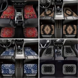 4Pcs Bohemian Car Floor Mats Anti-slip Heavy Duty Persian Carpet Dirty Resistant Car Decoration Car Floor Protector Rugs