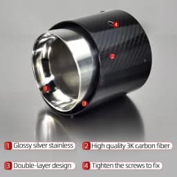 1 Piece High Quality Black Carbon Fiber 95mm Inlet Exhaust Tips for Mini Copper F60 JCW Countryman Model Cars Part