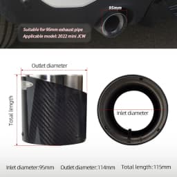 1 Piece High Quality Black Carbon Fiber 95mm Inlet Exhaust Tips for Mini Copper F60 JCW Countryman Model Cars Part