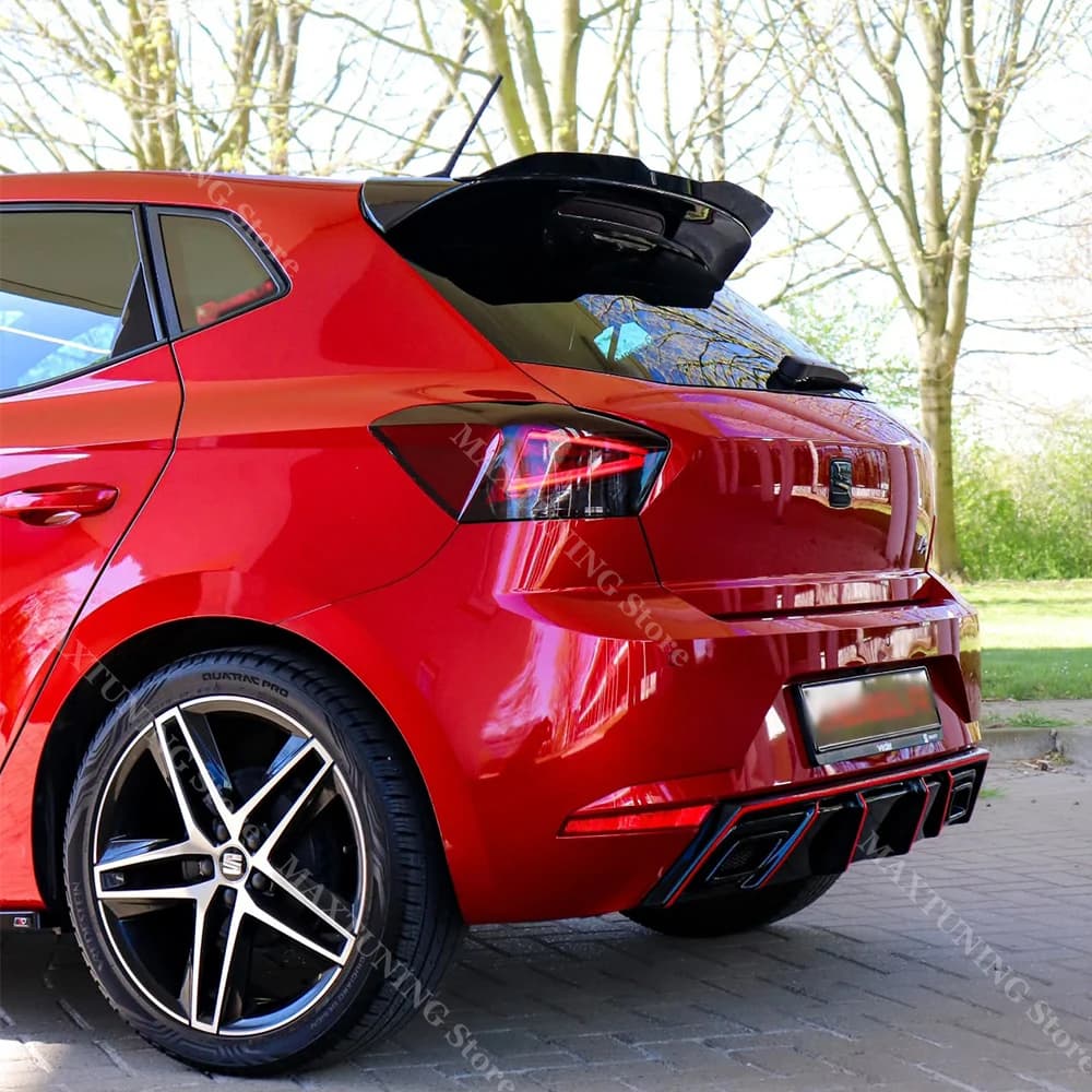Maxton Style Add-on Roof Spoiler Cap for Seat Ibiza MK5 6F Hatchback 2017-2025 with Cupra Spoiler Glossy Black Tail Wing Bodykit