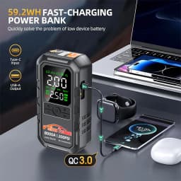 8000A Car Jump Starter with Air Compressor 200PSI Air Pump Auto Battery Booster Portable Power Bank Tire Inflator