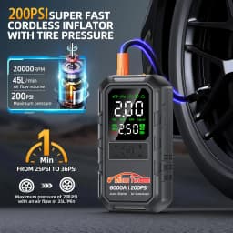 8000A Car Jump Starter with Air Compressor 200PSI Air Pump Auto Battery Booster Portable Power Bank Tire Inflator