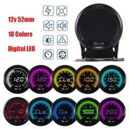 HA Accessories 2Inch 52mm Digital Auto Gauge Meter 10Color Oil Pressure Turbo Boost EGT Exhaust Temp Tachometer Water Oil Temp