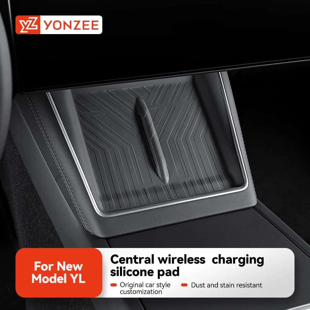 YZ For Tesla Model Y YL 3 Highland Juniper 2026 Wireless Charger Silicone Anti-Slip Pad Center Center Charging Car Accessories