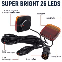 12V Magnetic LED Trailer Light Kit Universal Rear Towing Trailer Tail Light Waterproof EU 7-Pin Trailer Brake Turn Signal Lamps