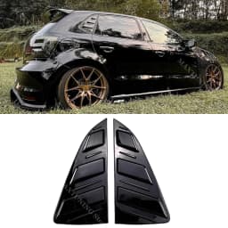 2pcs Gloss Black Rear Side Window Shutter Louver Cover Trim For Volkswagen Polo MK5 6R 6C GTI TSI TDI 2009-2017 5-Door Hatchback