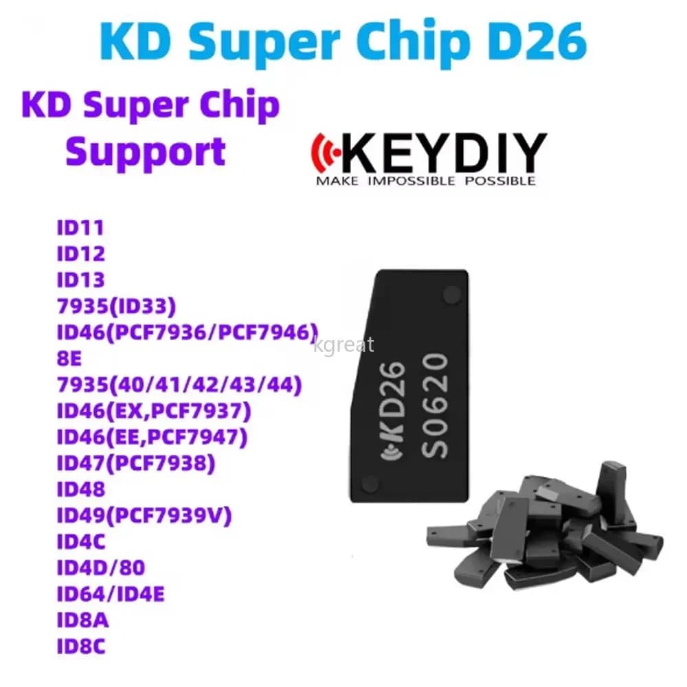 KEYDIY KD Super Chip D26 Support PCF7935 PCF7936 ID46 ID47 ID48 ID49 ID4D ID80 ID64 ID4E ID11 ID12 ID13 8A 8C Transponder Chip