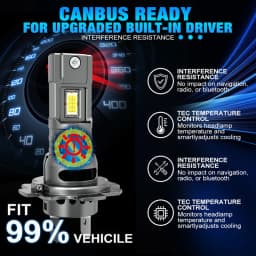 2Pcs 60W 16000LM H7 Led Headlight Bulb CSP 3570 H7 LED Canbus White 6000K H7 Car Led Light M2P