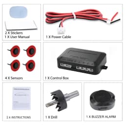 12V 16.5mm Flat Probe Parking Sensor Kit 4 Sensors Buzzer Detector Reversing Radar Universal Auto Auxiliary Safety Accessories