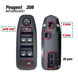 96749624ZD For Peugeot 208 2008 Hatchback 2013 2014 2015 2016 2017 2018 2019,Left Driver Side Master Power Window Control Switch