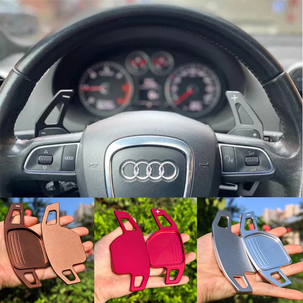 2Pcs Steering Wheel Paddles Extension Shifters For Audi A4 B8 A3 8P S3 A5 A6 S6 C6 Q5 A8 R8 TTS MK2 8J Avant DSG Car Styling