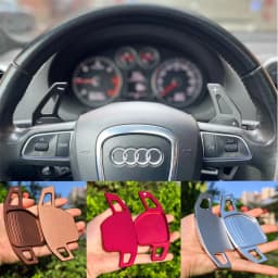 2Pcs Steering Wheel Paddles Extension Shifters For Audi A4 B8 A3 8P S3 A5 A6 S6 C6 Q5 A8 R8 TTS MK2 8J Avant DSG Car Styling