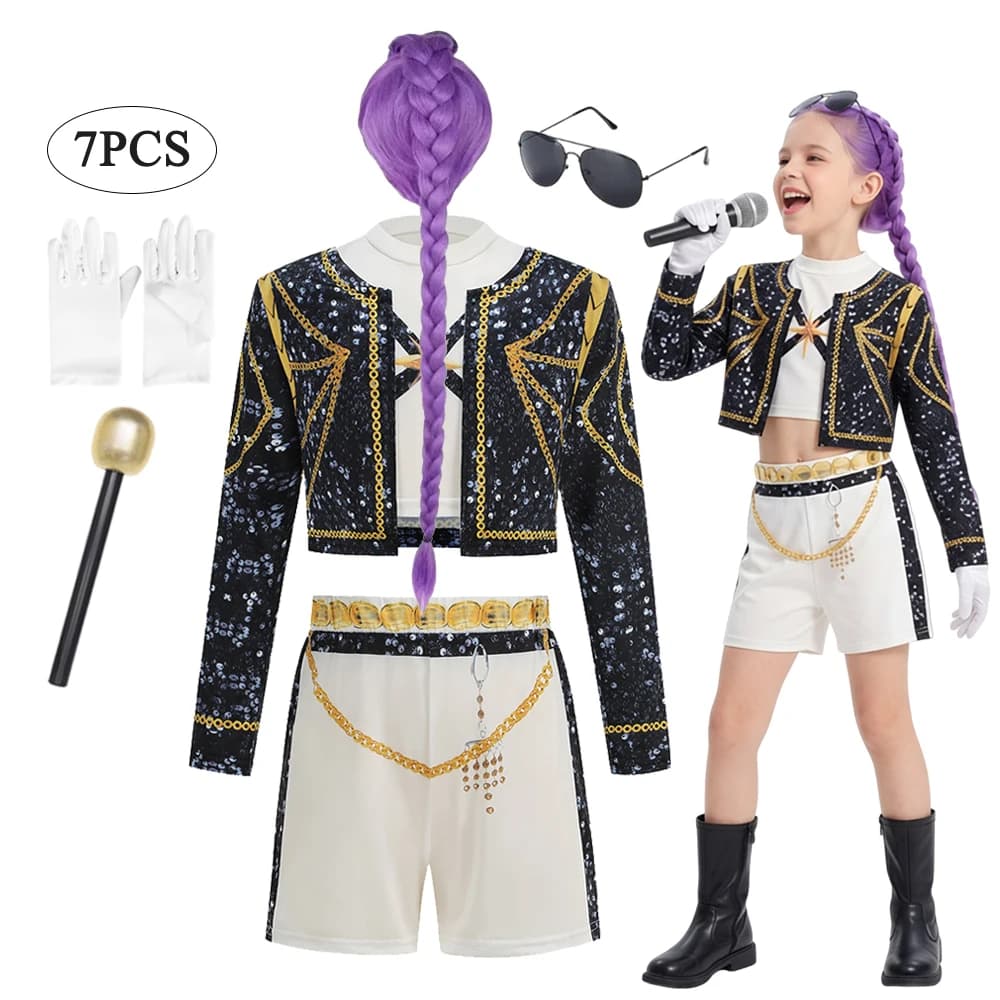 New Girls 3 PCS Set Halloween Cosplay Top Jacket Skirt Shorts Dance Role Play Singer Show Outfit Stage Performance Costume