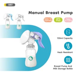 Manual Breast Pump Food Grade Silicone BPA-Free Portable Breastfeeding Milk Extractor With Soft Cushion&Gentle Suction MB7