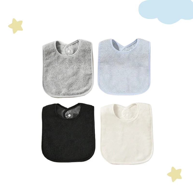 3Pcs/4Pcs Terry Cloth Waterproof Bibs for Babies Feeding Bibs Soild Color Waterproof Towel Kids Bandanas Burp Cloths
