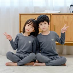 2-Piece Children's Autumn and Winter Solid Color Autumn Clothes and Trousers Suit Boys and Girls Comfortable Thermal Underwear