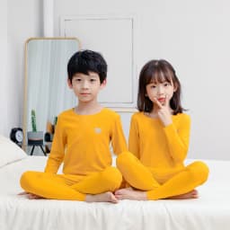 2-Piece Children's Autumn and Winter Solid Color Autumn Clothes and Trousers Suit Boys and Girls Comfortable Thermal Underwear
