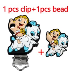 2pcs/set Silicone Cartoon Animal Pacifier Clip Molar Bead DIY Pacifier Chain Jewelry Accessories