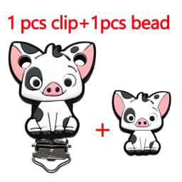 2pcs/set Silicone Cartoon Animal Pacifier Clip Molar Bead DIY Pacifier Chain Jewelry Accessories
