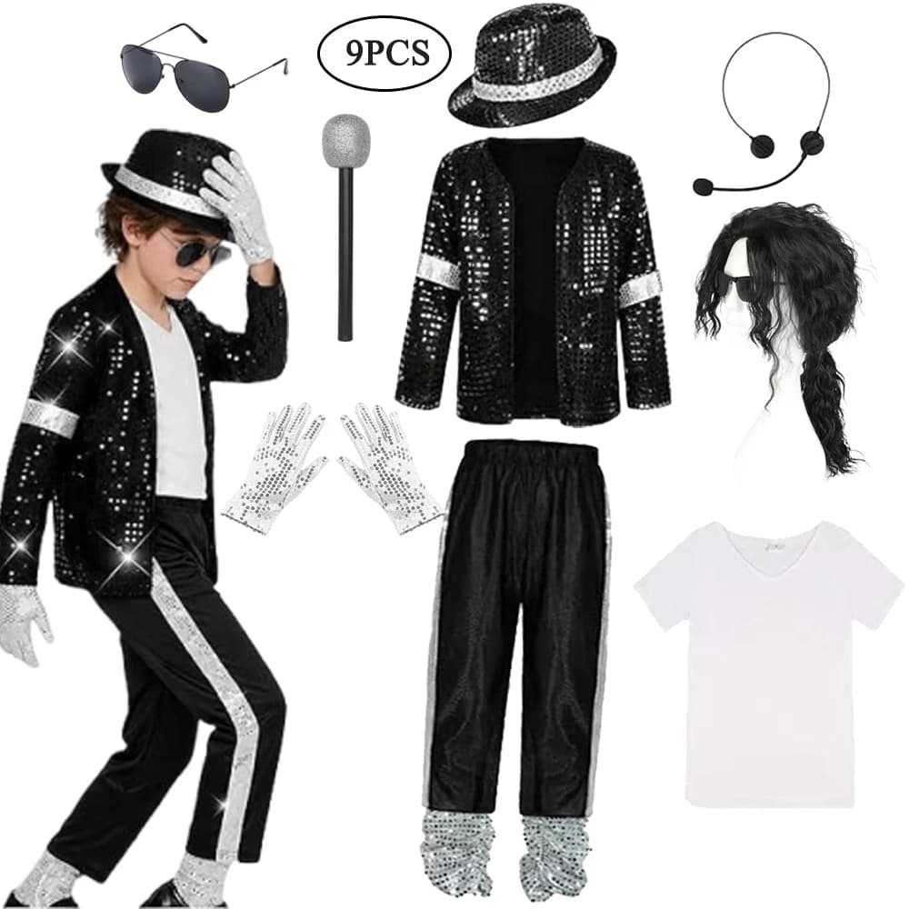 Kids Halloween Cosplay Superstar Singer Michael Jackson Clothes Dance Performance Children's Costume Boys Girls Outfits