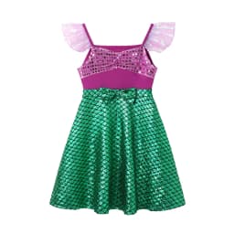 Children's Casual Dress for Girls Mermaid Rapunzel Dress One-Shoulder Sling Short Sleeve Princess Costume Summer Casual Vest