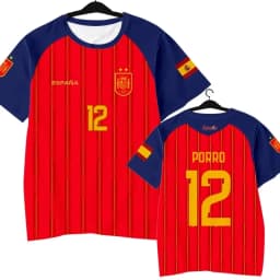 2026 Spain Team Player Style Yamal Football Jersey,#2 #3 #11 #15 #17 #22 #24 Quick‑Dry Short Sleeve T‑Shirt Kids Family Fan Kid