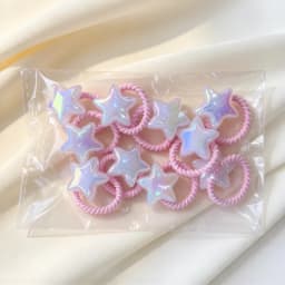 10/20/30PCS Children Girls Pearl Hair Ties Heart Star Shaped Elastic Stretchy Hair Bands for Toddler Kids Girls Ponytail Holder