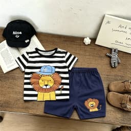 2026 Summer Clothes Boys And Girls Cartoon Tshirt+Shorts Two Piece Set Fashion Casual Costume Lovely Tees Versatile Shorts Set