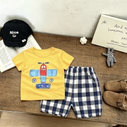 2026 Summer Clothes Boys And Girls Cartoon Tshirt+Shorts Two Piece Set Fashion Casual Costume Lovely Tees Versatile Shorts Set