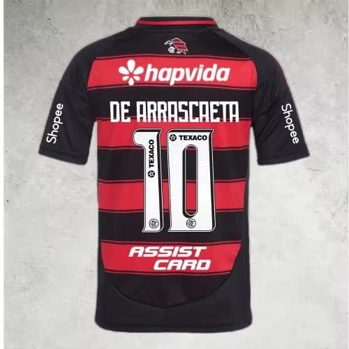 Flamengo Soccer Jersey DE ARRASCAETA #10 Red‑Black Striped Short Sleeve Football Shirt Men Fan Sports Uniform Matching Family
