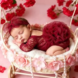 Ylsteed 2 Pieces Set Dusty Pink Newborn Lace Romper for Photo Shooting Fluffy Mesh Lace Photography Outfits with Headband