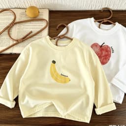 Banana Apple Tees Baby Boys Girls Long Sleeve T Shirts Lovely Round Neck Base Shirt Pure Cotton Wear Casual Fashion Pullovers