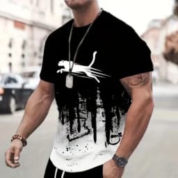 Animal Leopard 3d Print Sports Quick Dry Breathable Men T Shirt Street Casual Fashion Loose Fitness Running Short Sleeve Summer