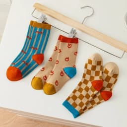 Vintage Checkered Striped Kids Crew Socks,Soft Cotton Breathable,Retro Geometric Socks for Boys Girls,Daily School Casual Socks