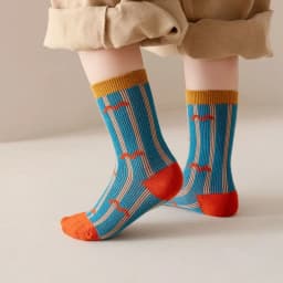 Vintage Checkered Striped Kids Crew Socks,Soft Cotton Breathable,Retro Geometric Socks for Boys Girls,Daily School Casual Socks