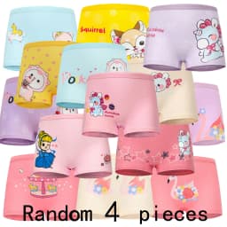 4 Pieces/lot Design Children's Girls Panties Cotton Soft Pretty Cartoon Unicorn Child Underwear for Girls Kids Boxer Breathable