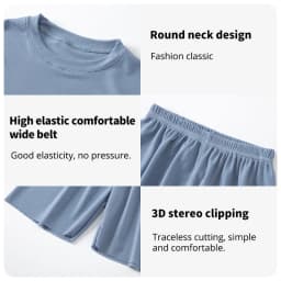 Children's Ice Silk Pajamas, Summer Thin Short Sleeved Shorts, 2-Piece Set of Big Boys and Girls' Home Clothing Set
