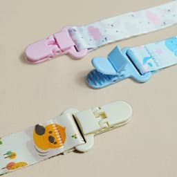 3PCS cartoon Printed baby Pacifier to Prevent Chain Dropping; baby Gum Toy Anti-Fall Rope Hanging Rope, Bottle and Nipple Clip