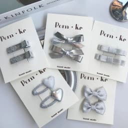 New elegant silver bow leather hair clips:Kids' stylish versatile alligator clips—high-quality, hair-friendly,perfect for babys