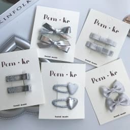 New elegant silver bow leather hair clips:Kids' stylish versatile alligator clips—high-quality, hair-friendly,perfect for babys