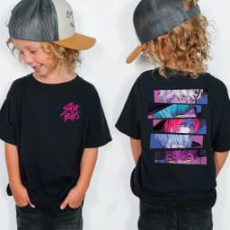 Kids Cartoon Character Print T Shirt Girls HUNTRX Star Graphic Short Sleeve Tees Children Casual Cotton Summer Daily Wear Outfit