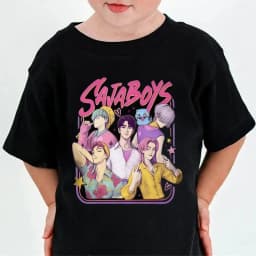 Kids Cartoon Character Print T Shirt Girls HUNTRX Star Graphic Short Sleeve Tees Children Casual Cotton Summer Daily Wear Outfit