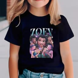 Kids Cartoon Character Print T Shirt Girls HUNTRX Star Graphic Short Sleeve Tees Children Casual Cotton Summer Daily Wear Outfit