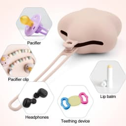 Silicone Pacifier Holder with Snap Hook - Leak-Proof Case for Stroller & Diaper Bag, Multi-Use Pouch for Keys, Coins, Earphones