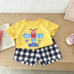 Boys Trendy Costume Printed T-shirt+Shorts Casual Sports Wear Cartoon Tees All-match Shorts Two Piece Set Toddler Clothing