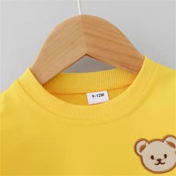 2PCS Children's Set Spring and Autumn Simple Little Bear Head Round Neck Long Sleeve Pants Outdoor Set for Young Children