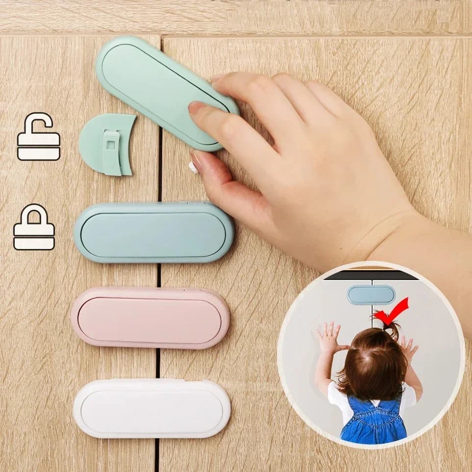 5pcs Children's Drawer Safety Latch Cabinet Door Protection Baby Anti Pinch Hand Invisible Lock Opposite Door Wardrobe Lock