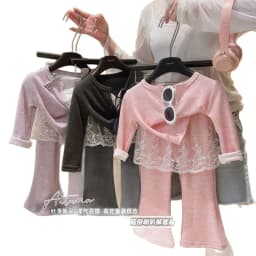 2026 New Baby Girl Clothing Solid Color Lace Hem Sweatshirt Elastic Waistband Pants Clothes Fall Outfits Baby Clothes for Newbo