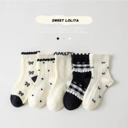 Trendy Cotton Solid Children Girls Lace Socks 5 Pairs Bow Ties Soft Breathable Striped Non-slip Half Princess Socks for Girls